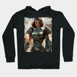 Woman in Power Armor Post Apocalyptic Poster Hoodie